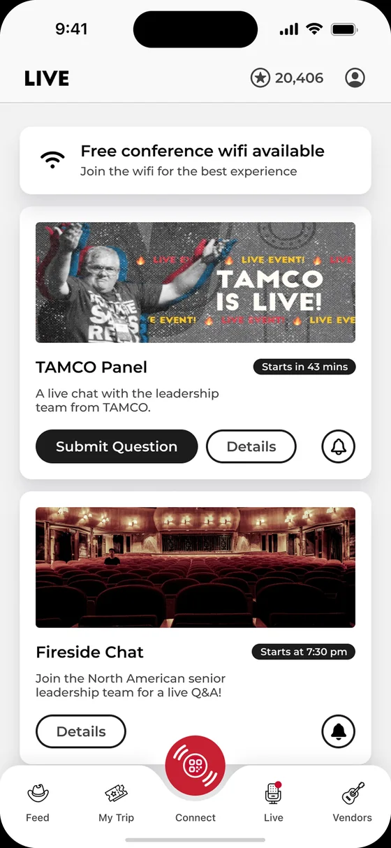 Live session screen with Q&A submission