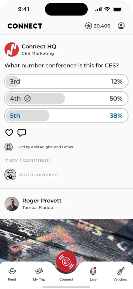 Interactive poll screen with live results
