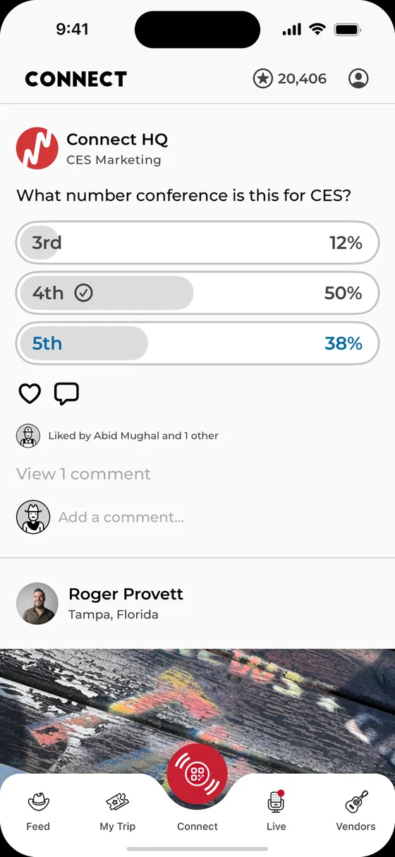 Interactive poll screen with live results