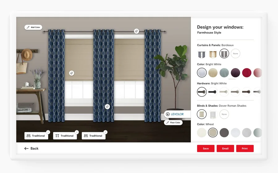 JCPenney kiosk window and drapery configurator