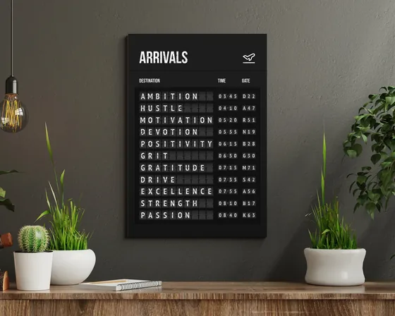 Airport arrivals board motivational print