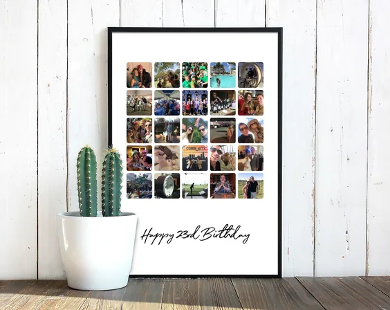 Personalized photo collage print in a black frame