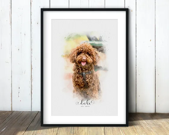 Custom watercolor pet portrait print